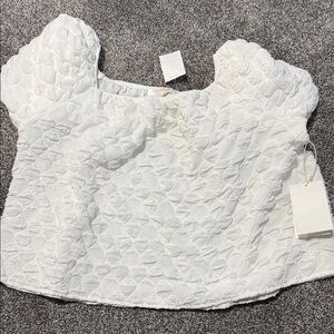 White Textured Women's Top